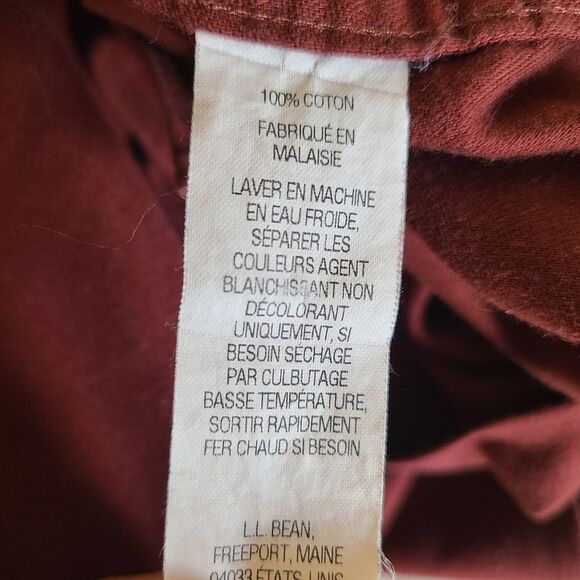 ll bean mens button-up long sleeve shirt thick flannel 100% cotton deep red XXL - Picture 5 of 5